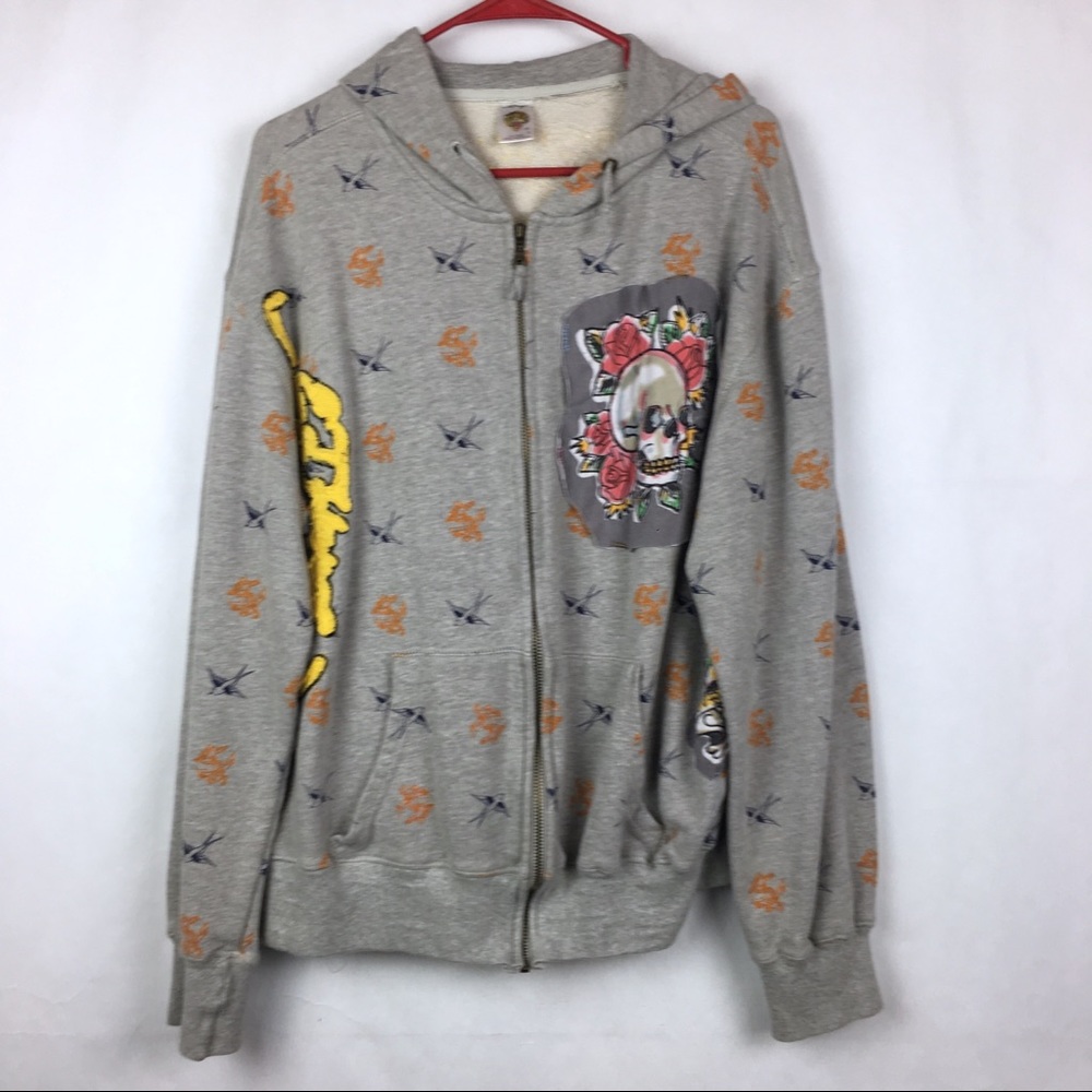 Ed Harley Hoodie with Flaws Gray Skeleton XL
